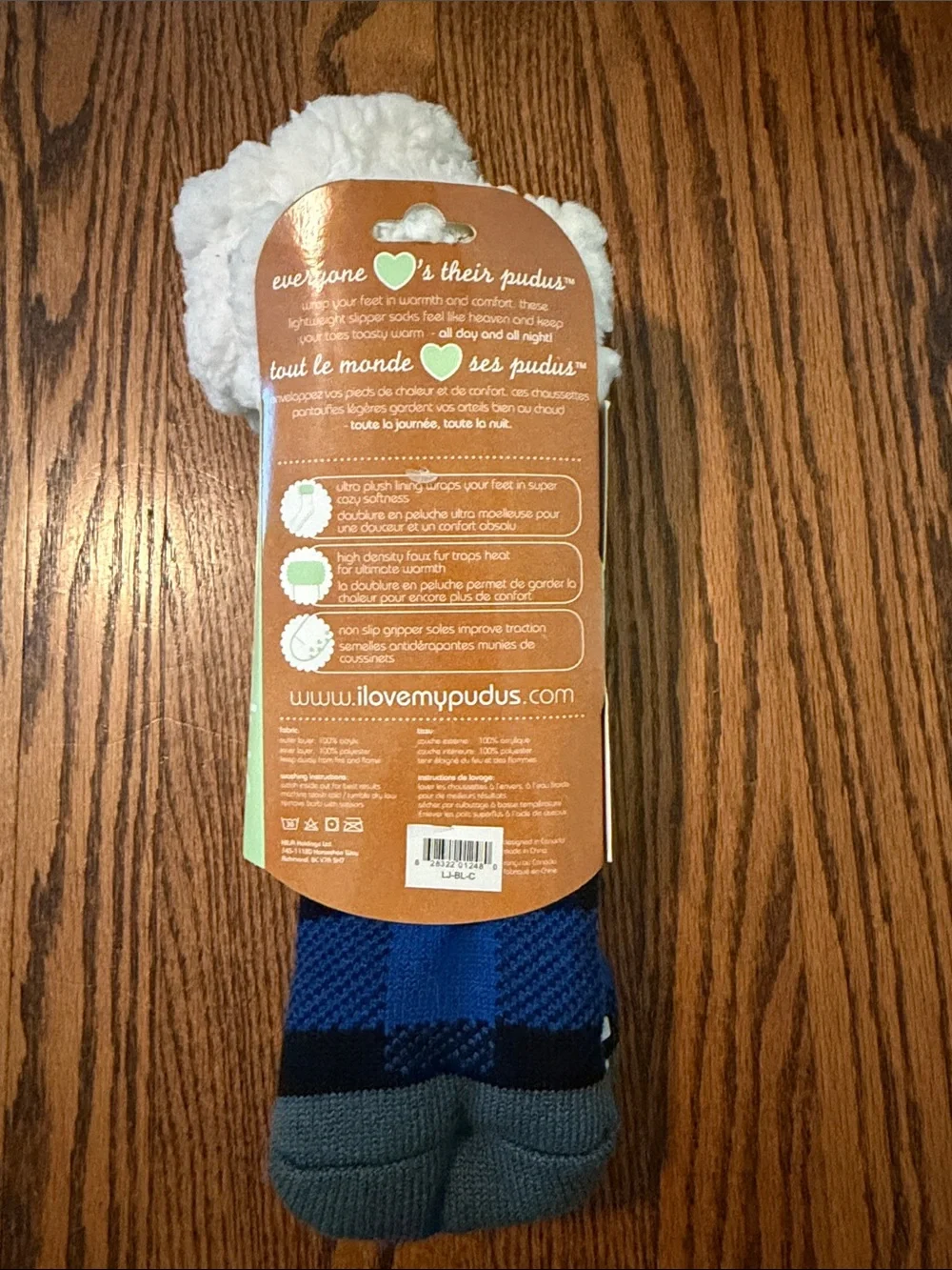 Pudus Blue Plaid Sherpa-Lined Slipper Socks